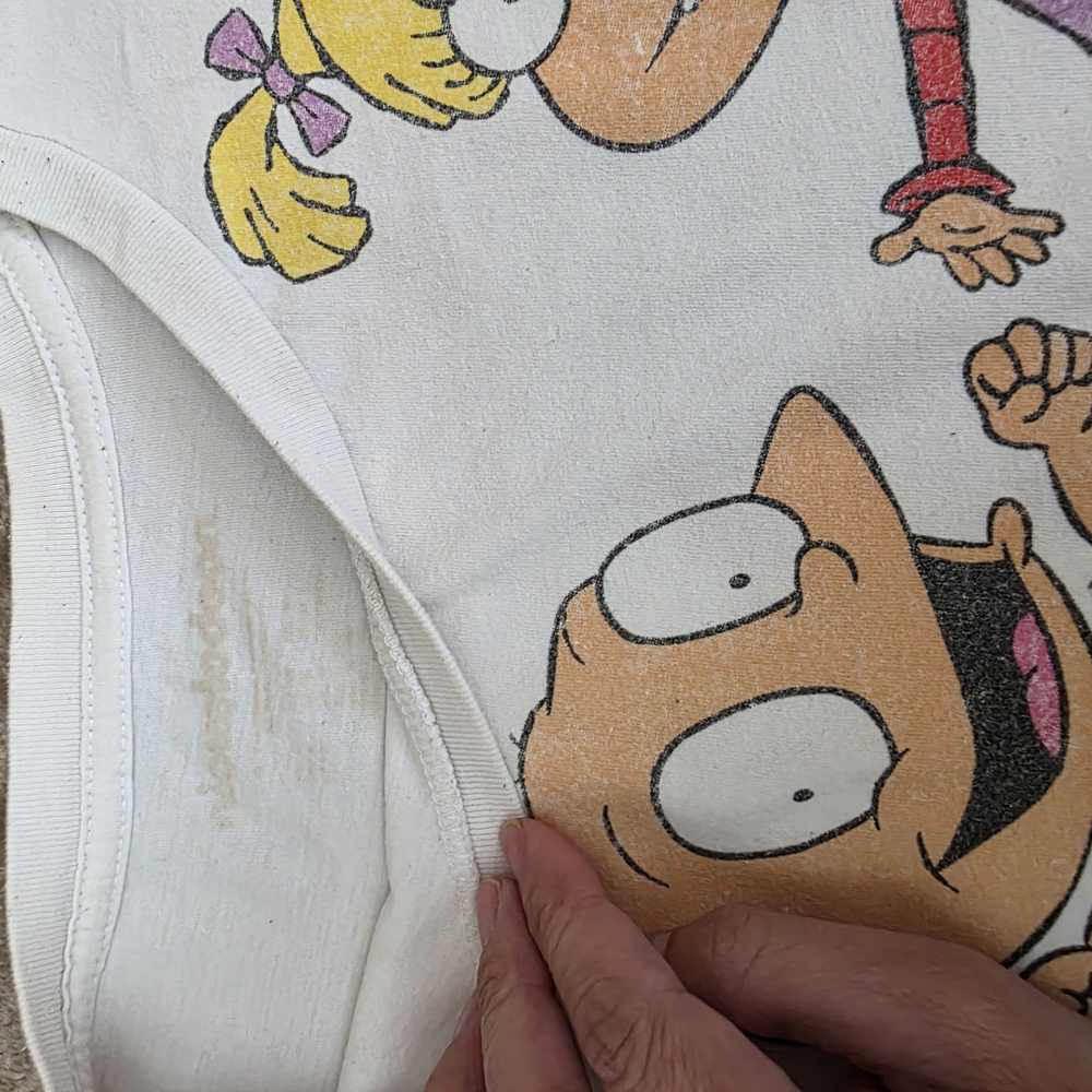 * Nickelodeon Rugrats White Tee - Short Sleeve, Vintage, Cartoons Sz Large - Picture 4 of 4